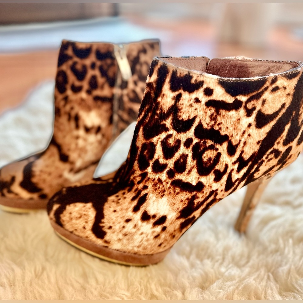 Vince Camuto Leopard Calfskin Dira Leopard Platform Booties